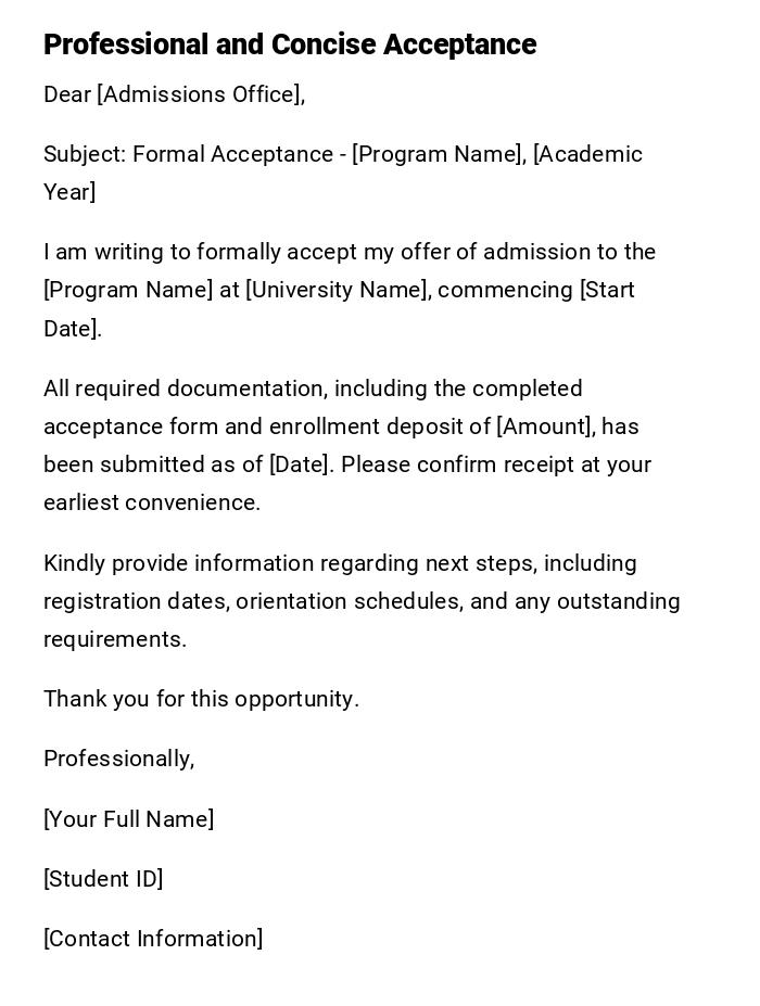 Professional and Concise Acceptance Professional and Concise Acceptance