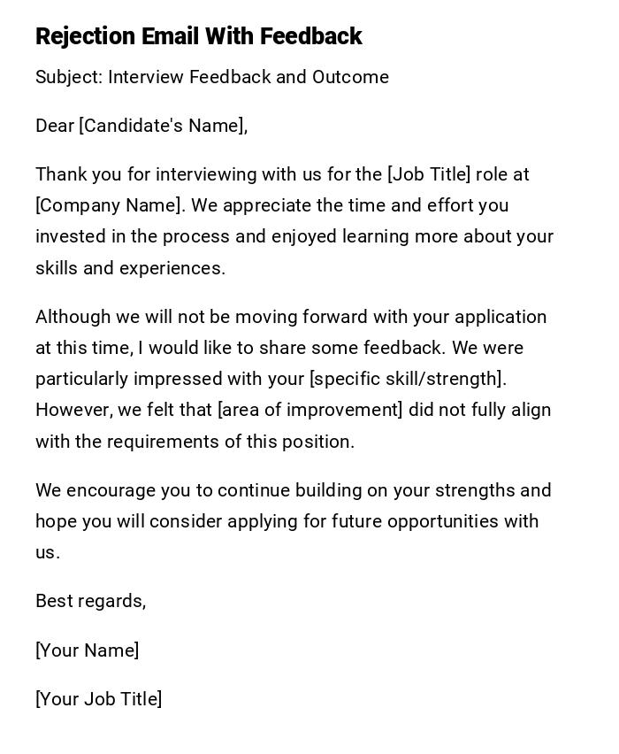 Rejection Email With Feedback Rejection Email With Feedback