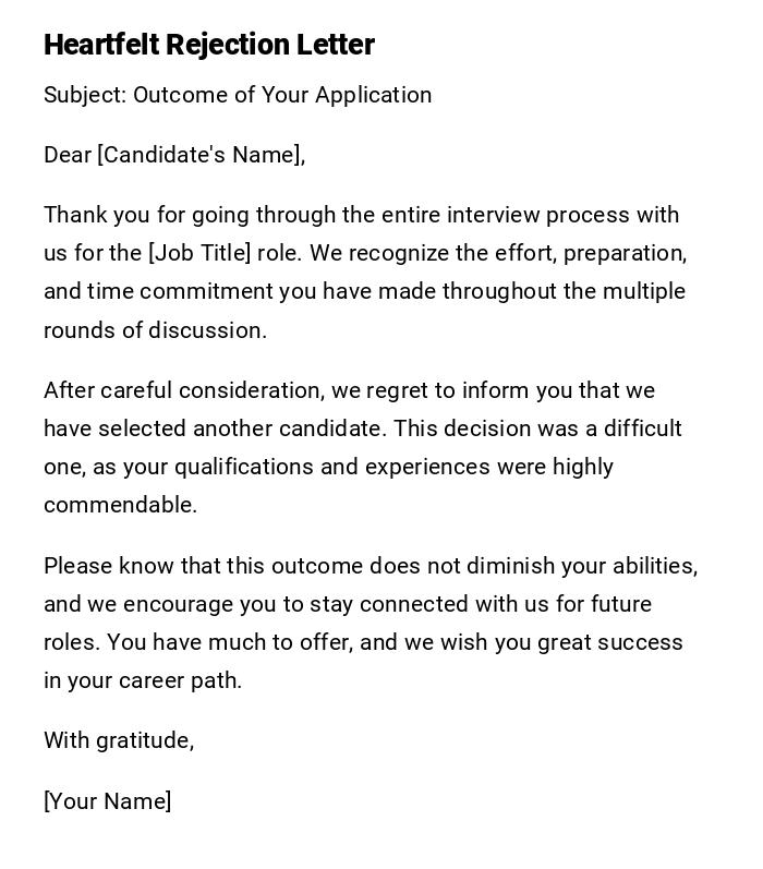 Heartfelt Rejection Letter Heartfelt Rejection Letter