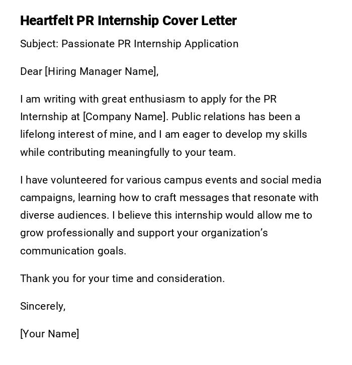 Heartfelt PR Internship Cover Letter Heartfelt PR Internship Cover Letter