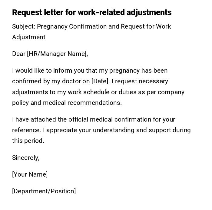 Request letter for work-related adjustments