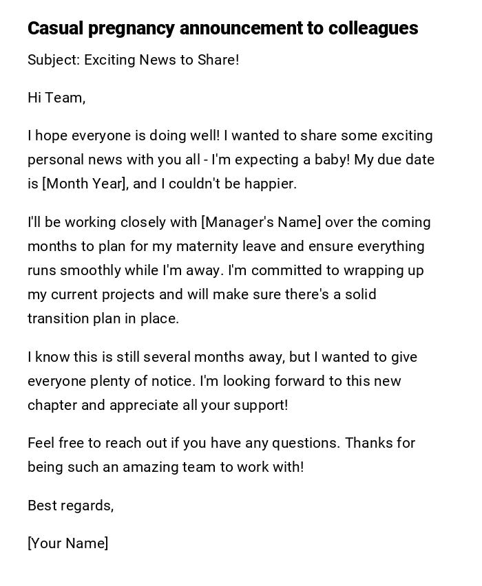 Casual pregnancy announcement to colleagues Casual pregnancy announcement to colleagues