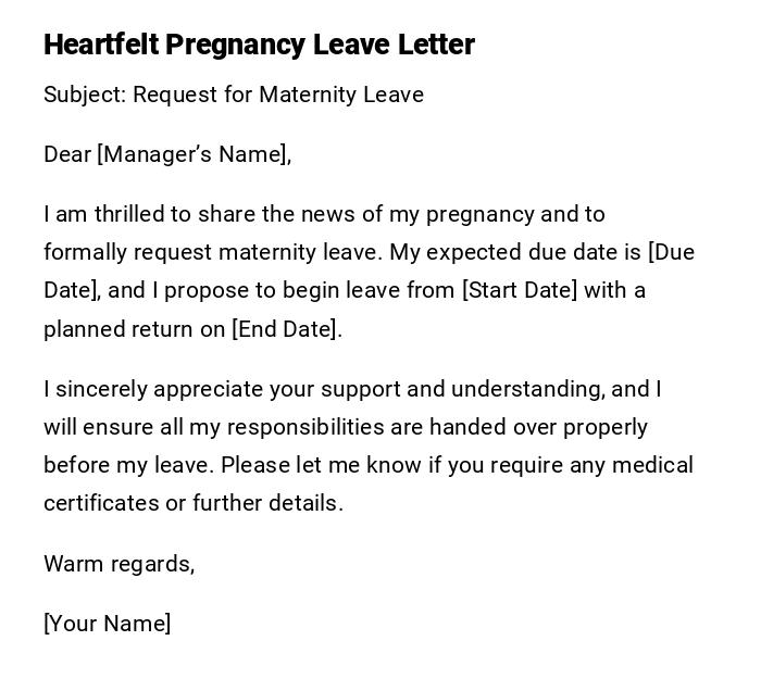 Heartfelt Pregnancy Leave Letter Heartfelt Pregnancy Leave Letter