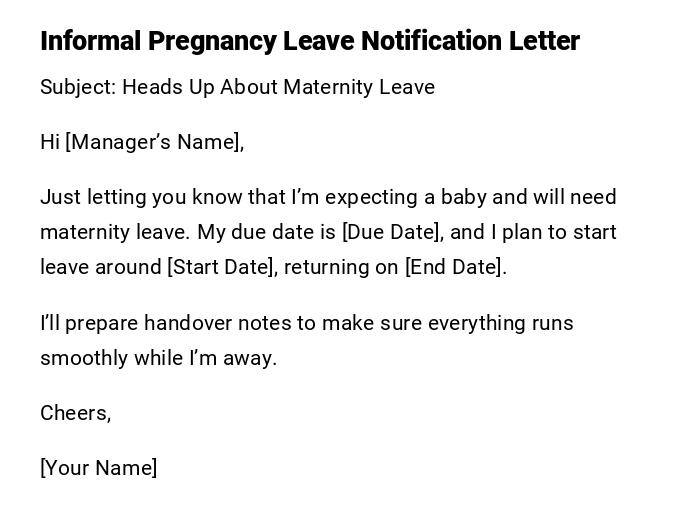 Informal Pregnancy Leave Notification Letter Informal Pregnancy Leave Notification Letter
