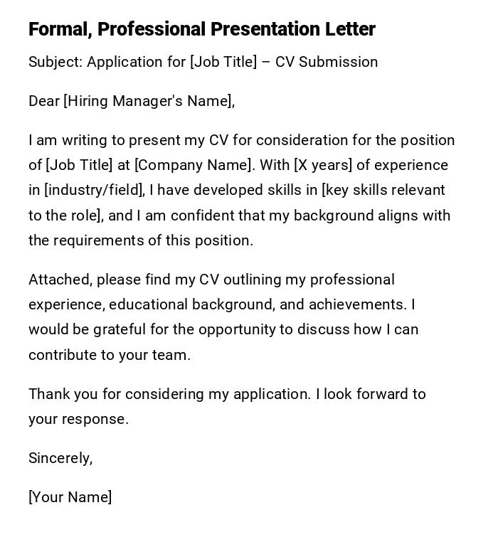 Formal, Professional Presentation Letter Formal, Professional Presentation Letter