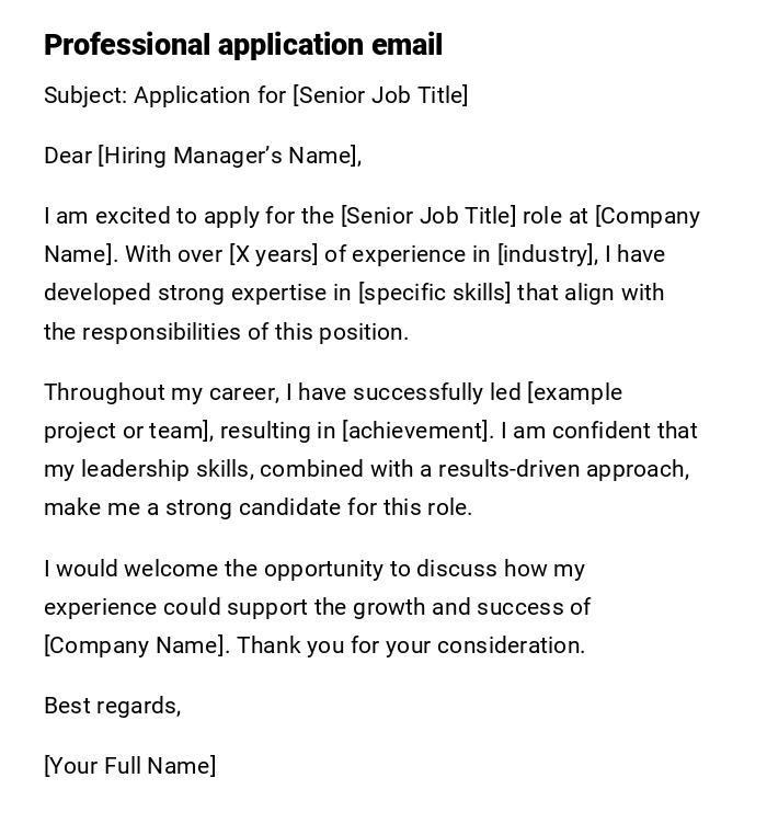 Professional application email Professional application email