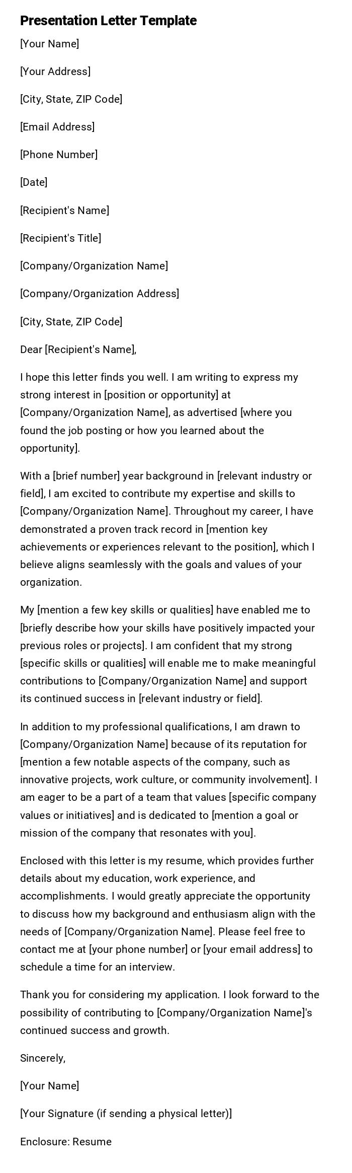 Presentation Letter Template Presentation Letter Template
