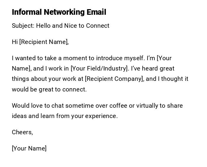 Informal Networking Email Informal Networking Email