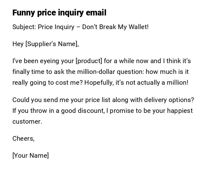 Funny price inquiry email