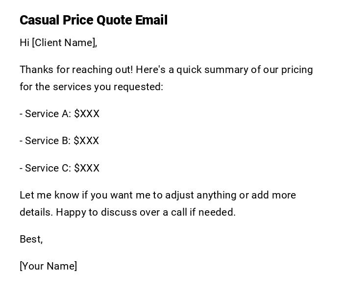 Casual Price Quote Email