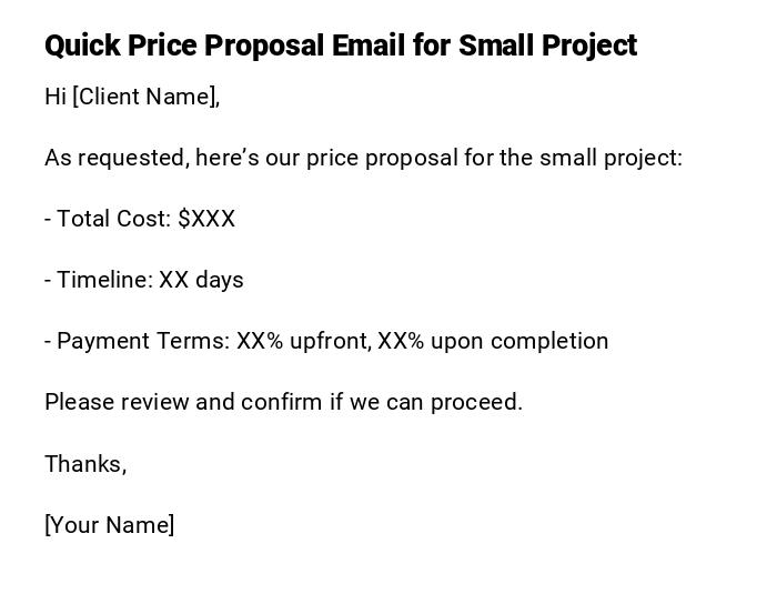 Quick Price Proposal Email for Small Project