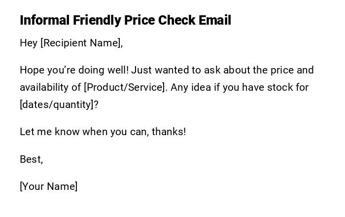 Informal Friendly Price Check Email Informal Friendly Price Check Email