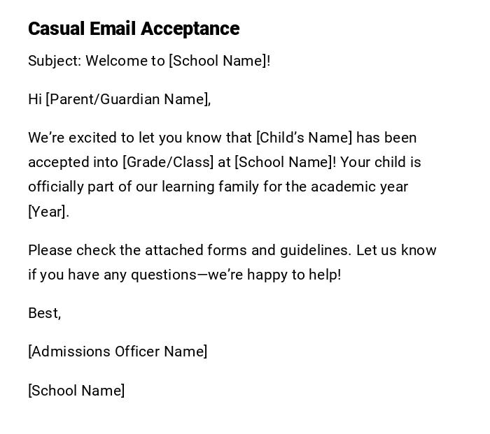 Casual Email Acceptance Casual Email Acceptance
