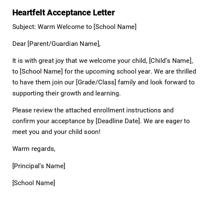 Heartfelt Acceptance Letter Heartfelt Acceptance Letter