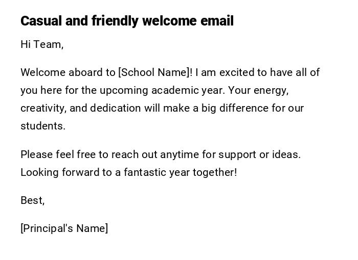 Casual and friendly welcome email