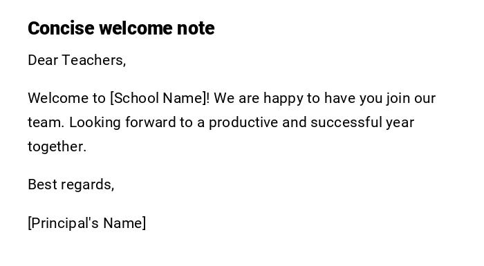 Concise welcome note