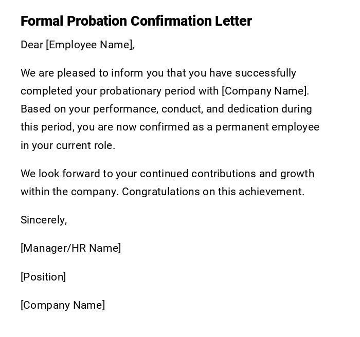 Formal Probation Confirmation Letter