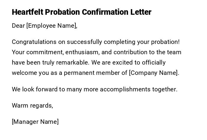Heartfelt Probation Confirmation Letter