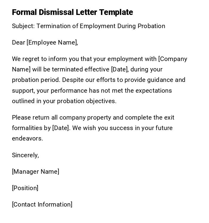 Formal Dismissal Letter Template Formal Dismissal Letter Template