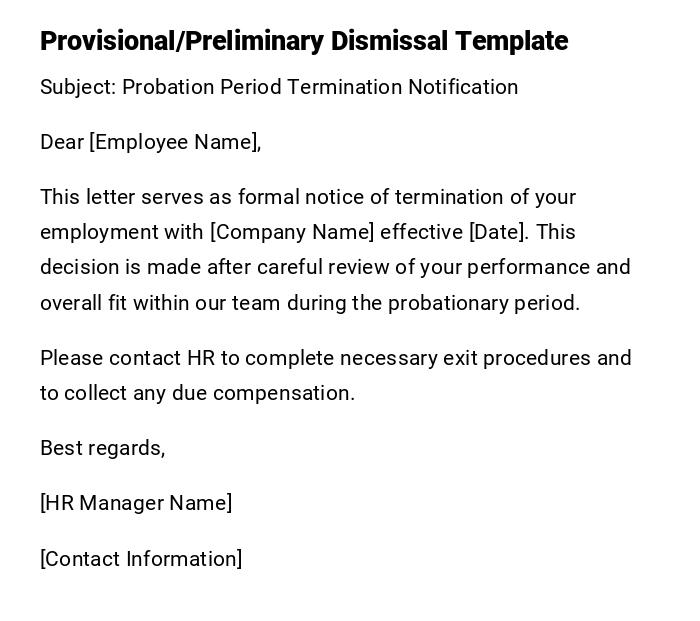 Provisional/Preliminary Dismissal Template Provisional/Preliminary Dismissal Template