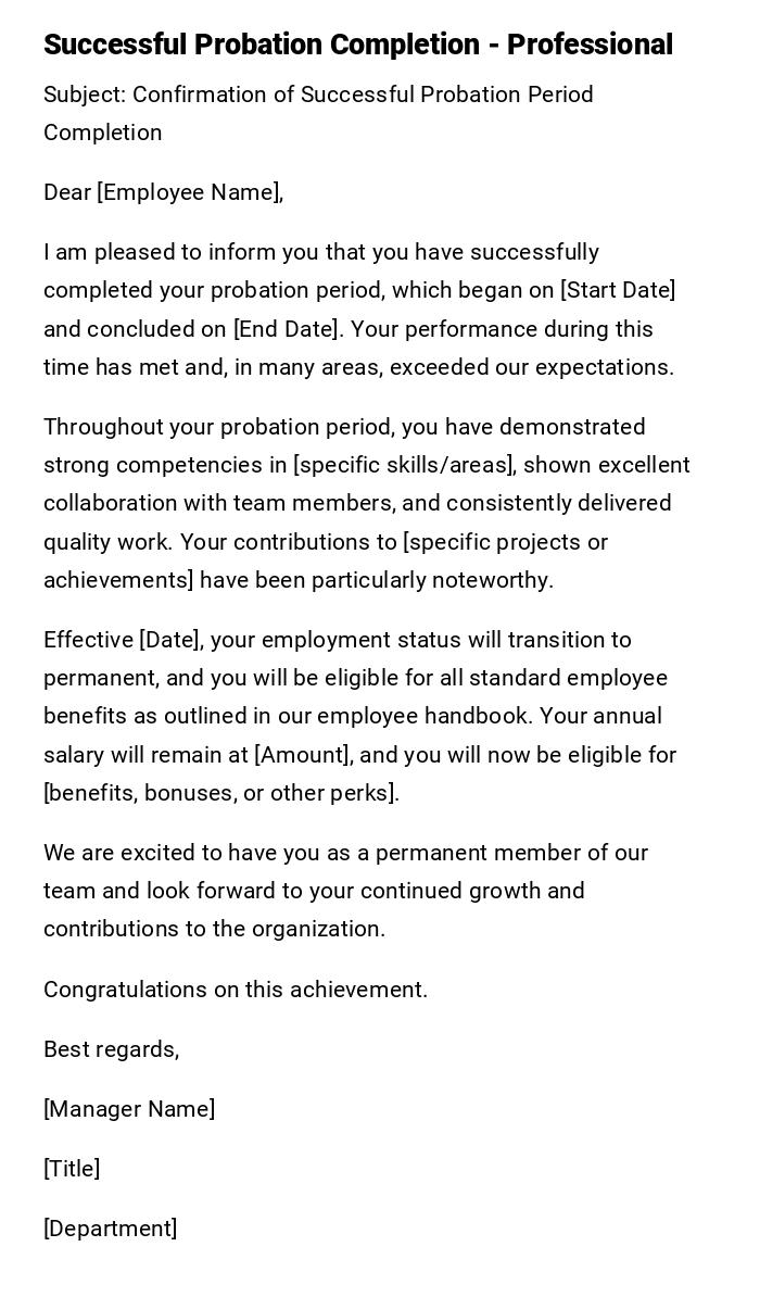 Successful Probation Completion - Professional Successful Probation Completion - Professional