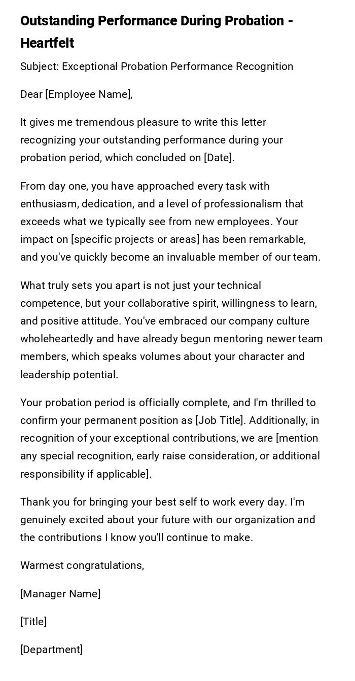 Outstanding Performance During Probation - Heartfelt Outstanding Performance During Probation - Heartfelt