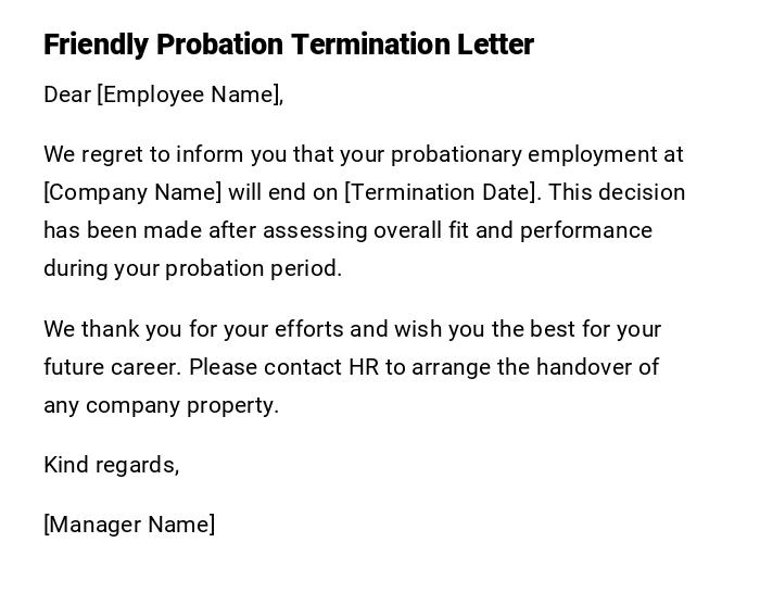 Friendly Probation Termination Letter Friendly Probation Termination Letter