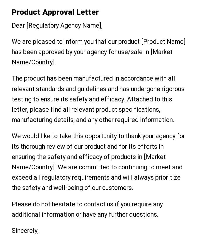 Product Approval Letter