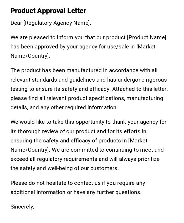 Product Approval Letter