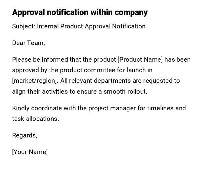 Approval notification within company