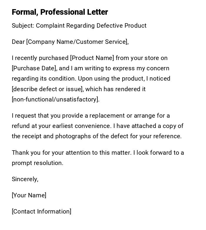Formal, Professional Letter