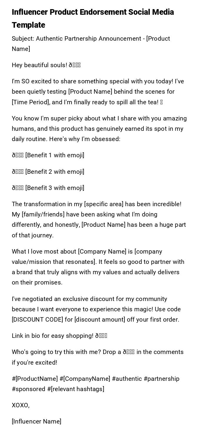 Influencer Product Endorsement Social Media Template