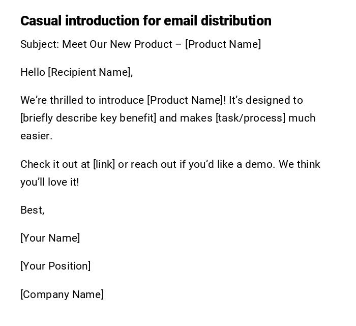 Casual introduction for email distribution Casual introduction for email distribution
