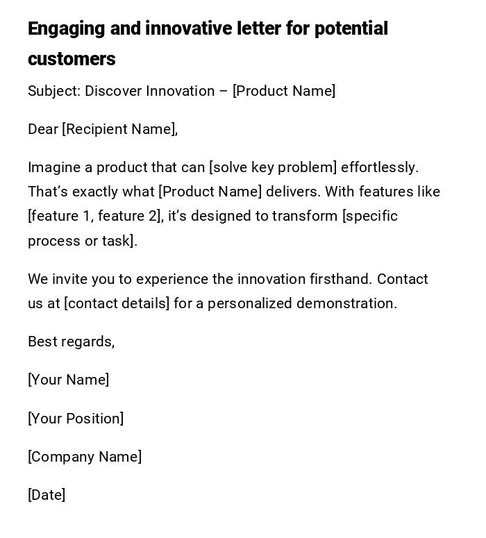 Engaging and innovative letter for potential customers Engaging and innovative letter for potential customers