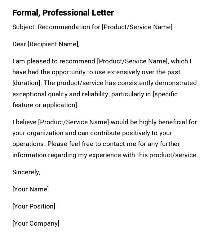 Formal, Professional Letter Formal, Professional Letter