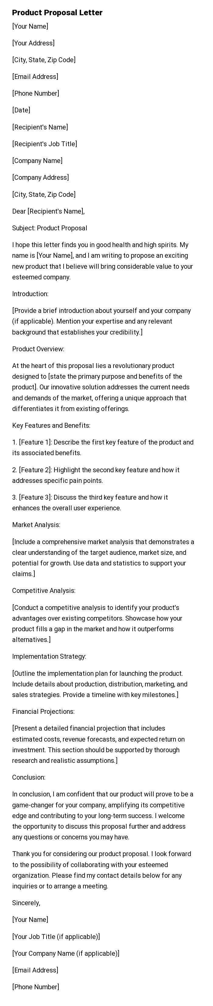 Product Proposal Letter