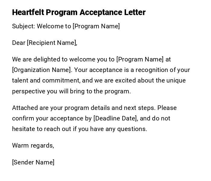 Heartfelt Program Acceptance Letter Heartfelt Program Acceptance Letter