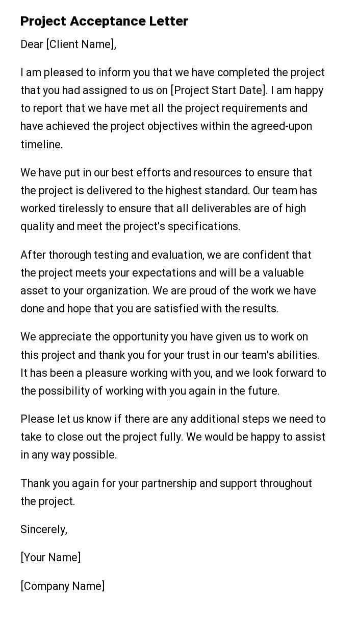Project Acceptance Letter
