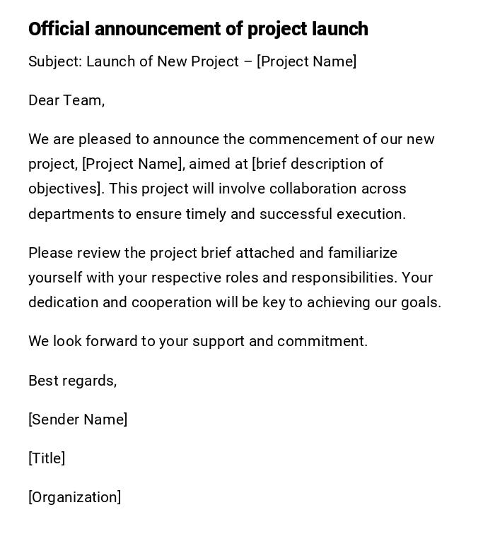 Official announcement of project launch
