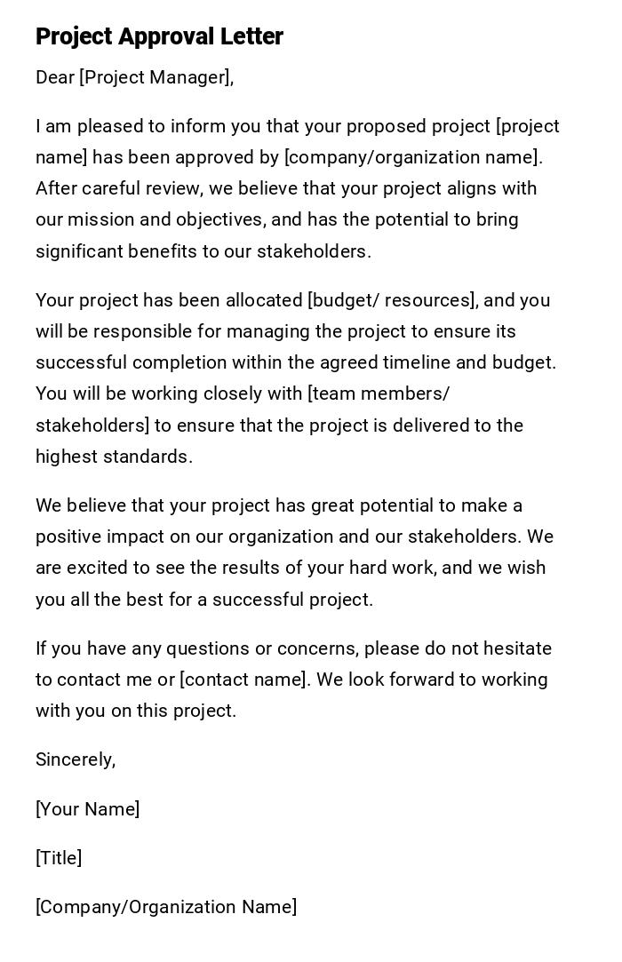 Project Approval Letter