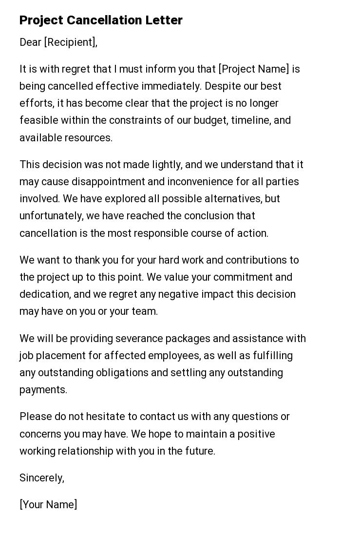 Project Cancellation Letter