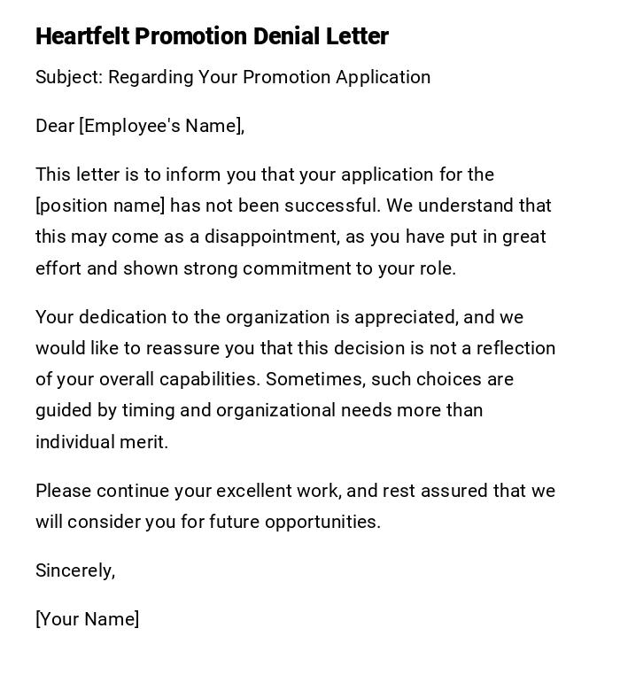 Heartfelt Promotion Denial Letter Heartfelt Promotion Denial Letter