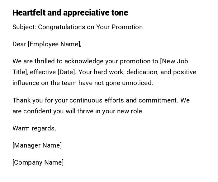 Heartfelt and appreciative tone Heartfelt and appreciative tone