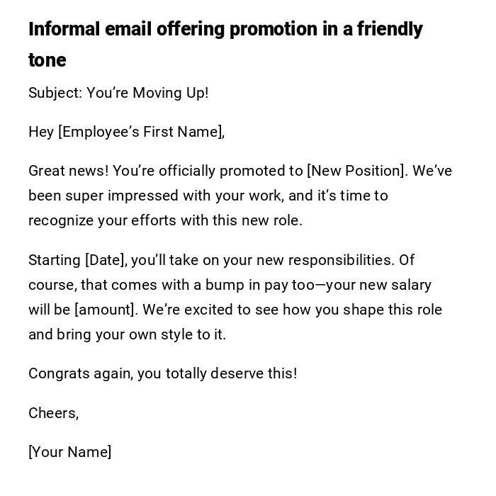 Informal email offering promotion in a friendly tone Informal email offering promotion in a friendly tone