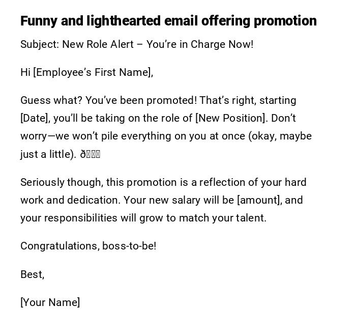 Funny and lighthearted email offering promotion Funny and lighthearted email offering promotion