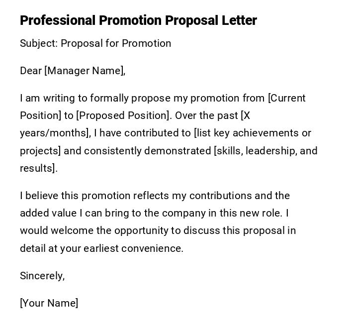 Professional Promotion Proposal Letter