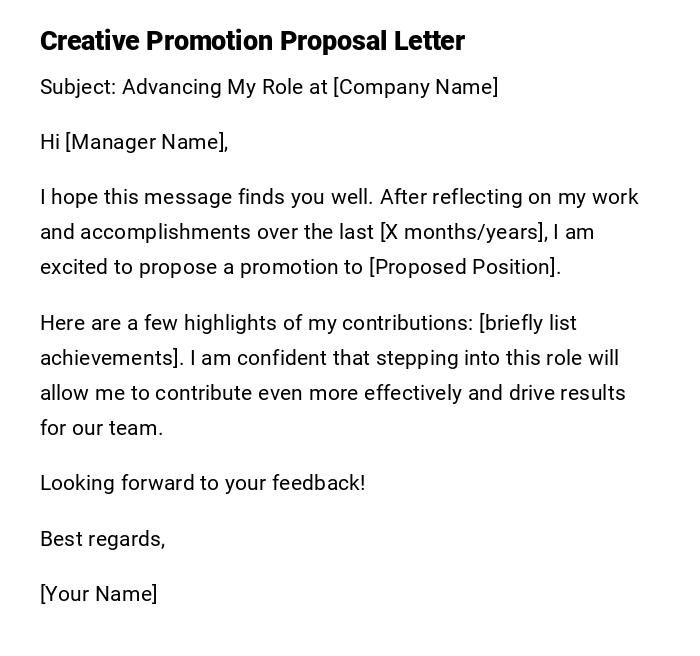 Creative Promotion Proposal Letter