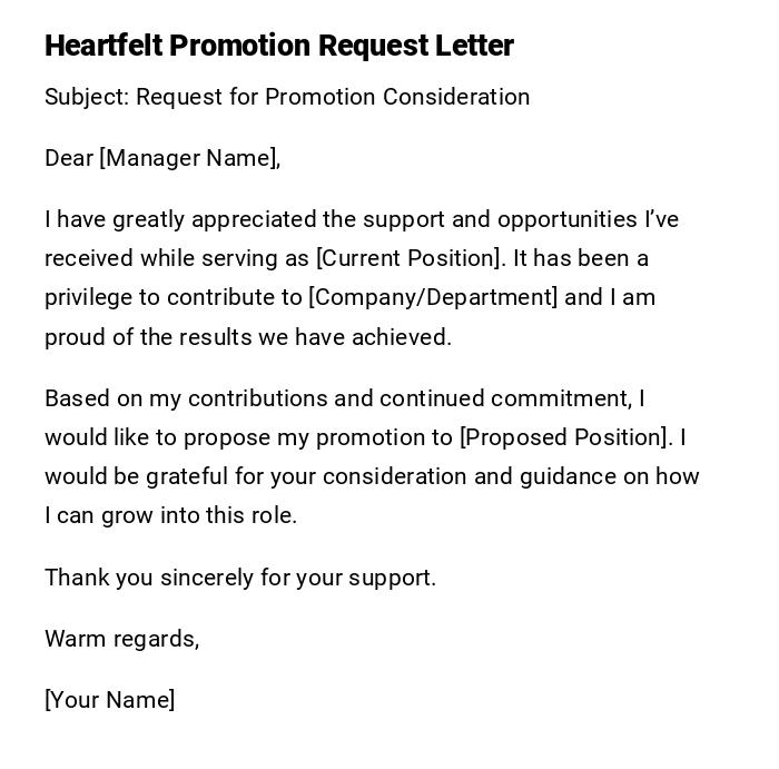 Heartfelt Promotion Request Letter