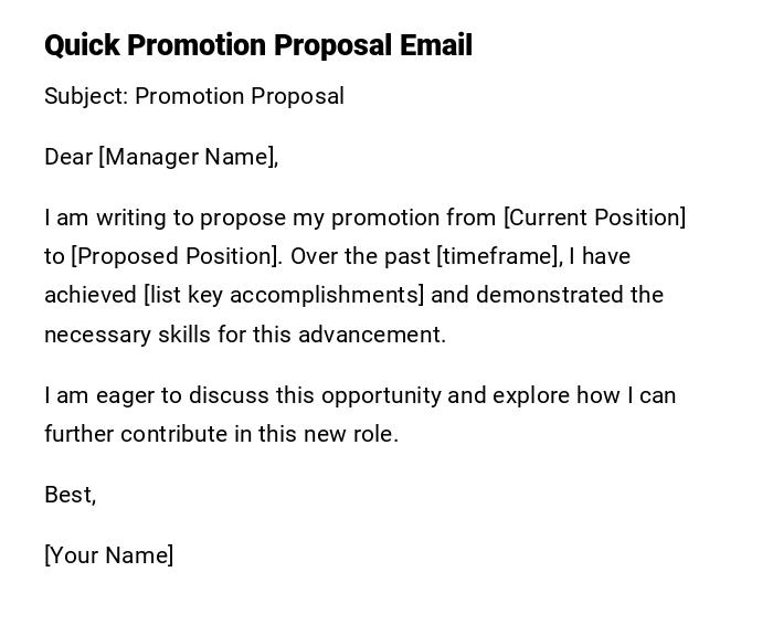 Quick Promotion Proposal Email