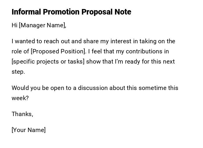Informal Promotion Proposal Note